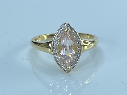 14K yellow gold Navatte shape Morganite Diamond ring