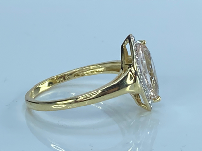 14K yellow gold Navatte shape Morganite Diamond ring