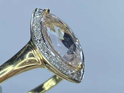 14K yellow gold Navatte shape Morganite Diamond ring