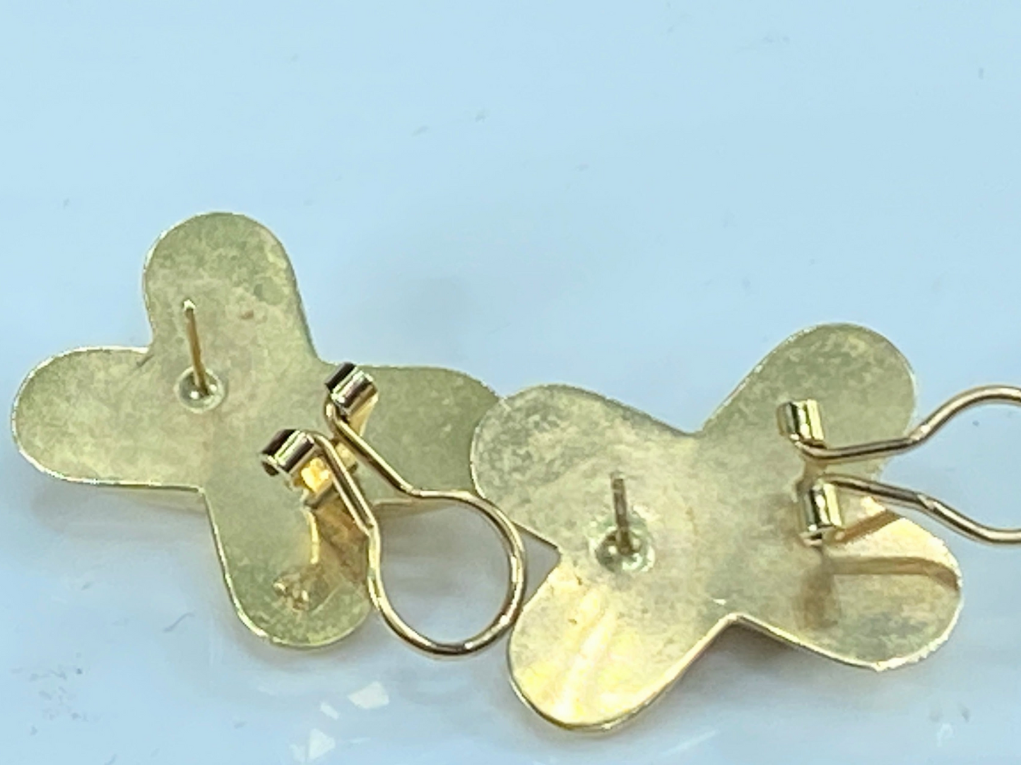 14k Yellow Gold Polished X Omega Back Post Earring 7.5gm