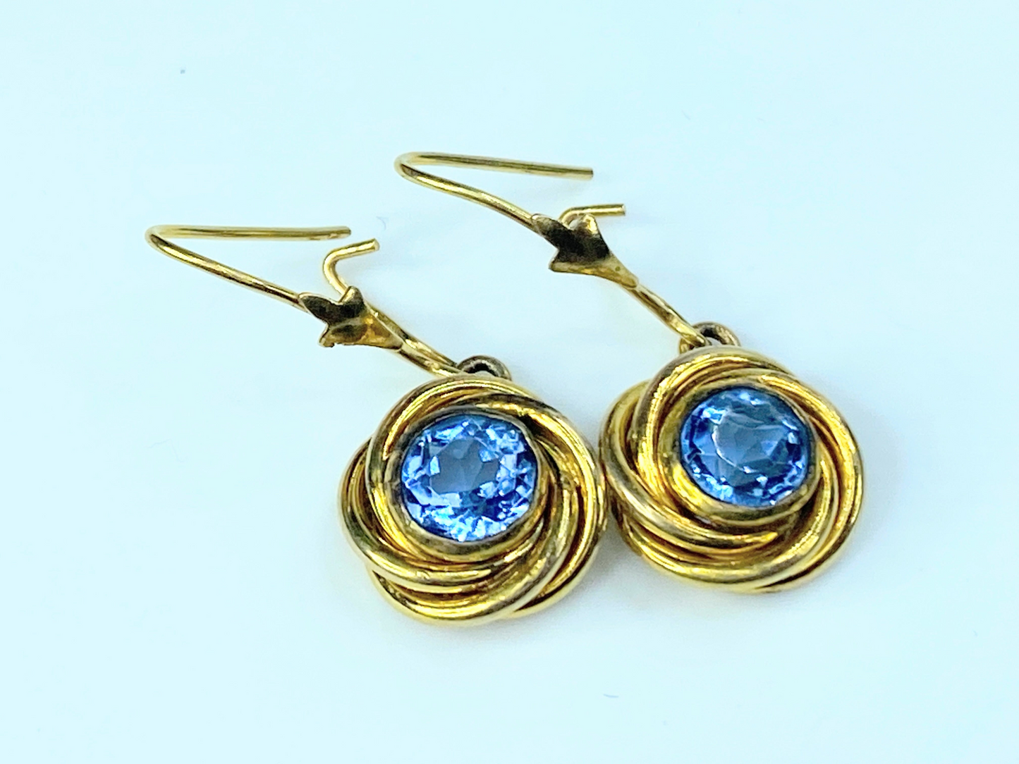 14k yellow gold round Swiss Topaz Swirl bezel earrings JR8985