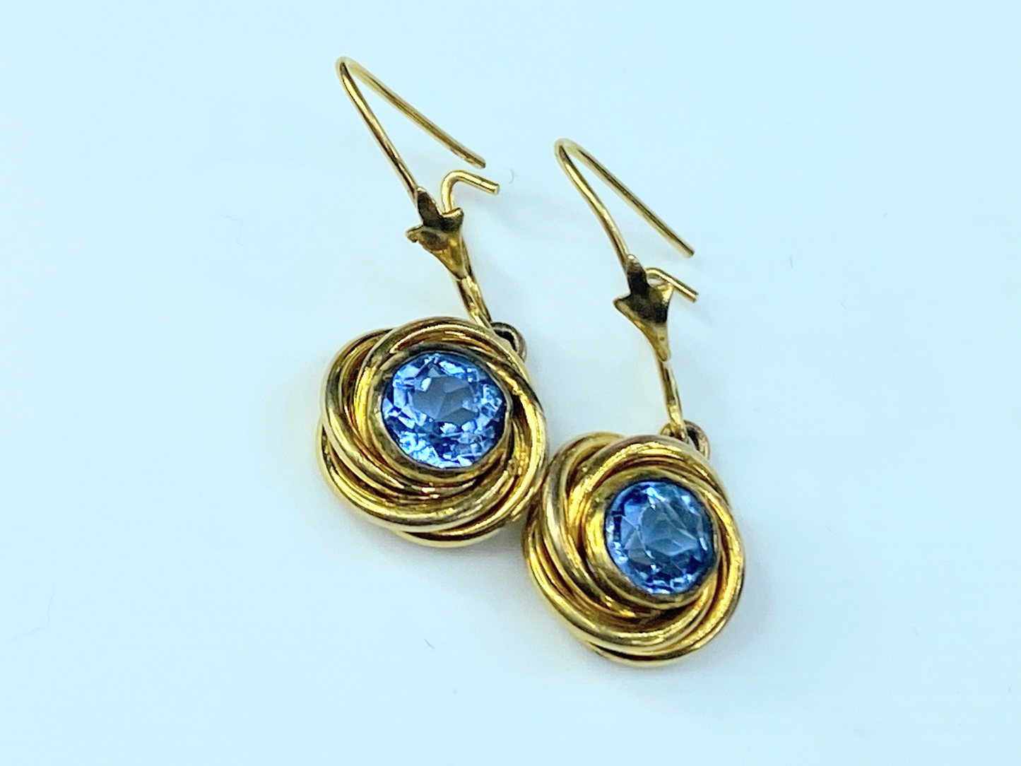 14k yellow gold round Swiss Topaz Swirl bezel earrings JR8985