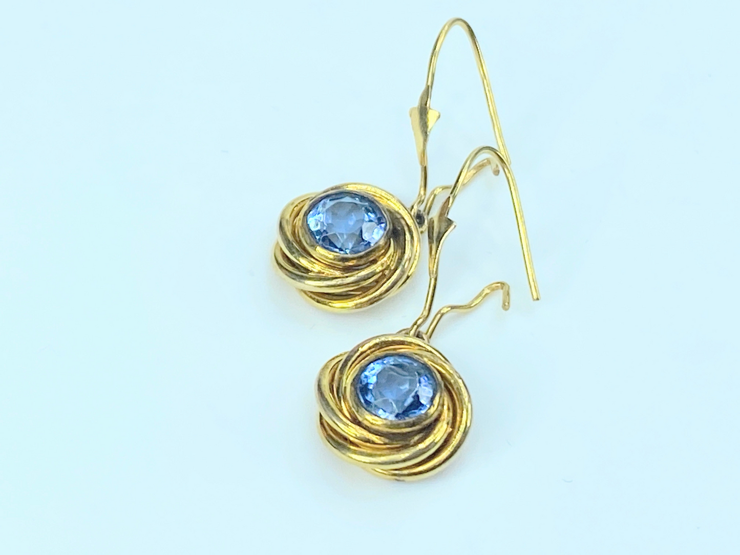 14k yellow gold round Swiss Topaz Swirl bezel earrings JR8985