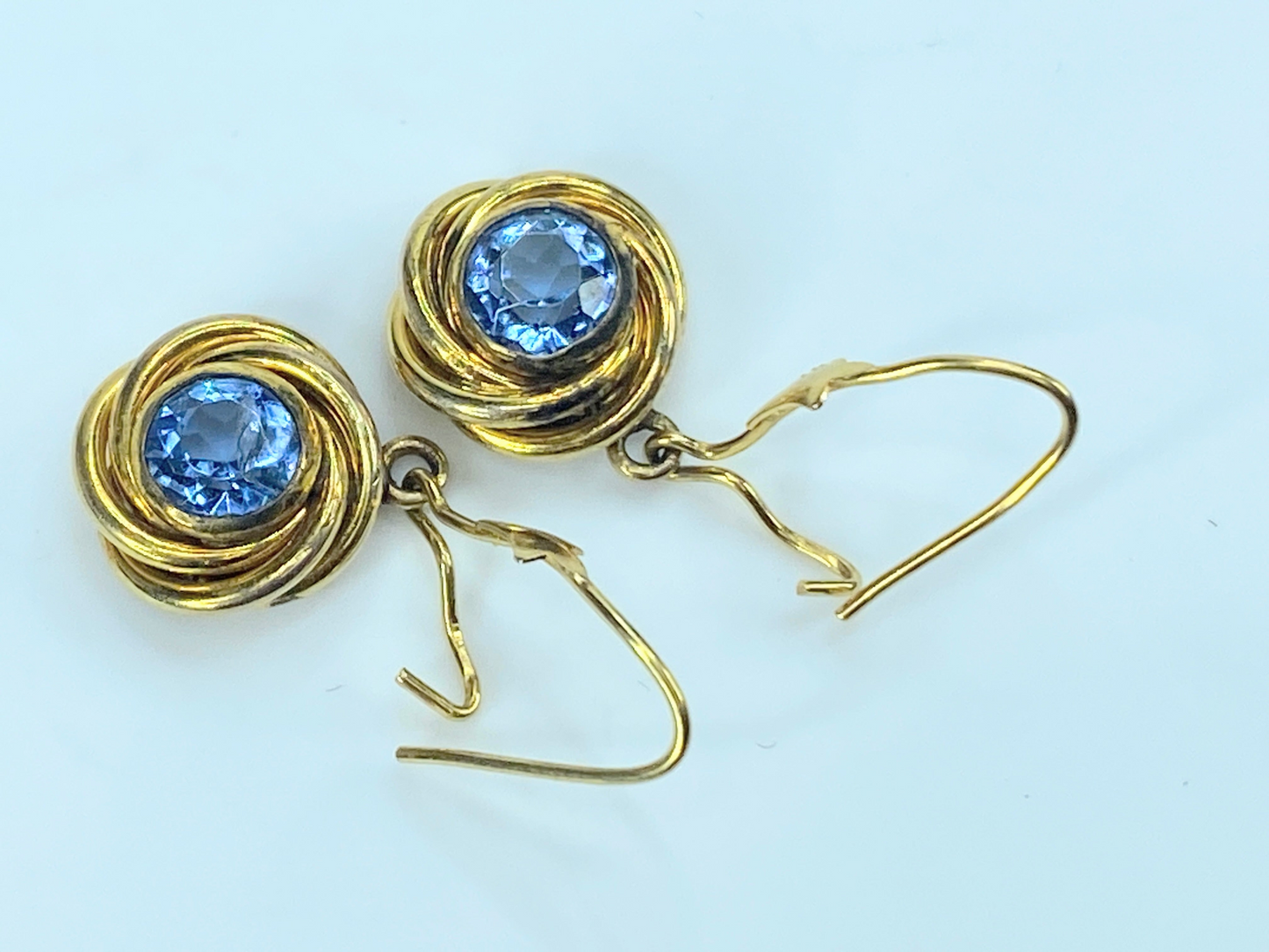 14k yellow gold round Swiss Topaz Swirl bezel earrings JR8985