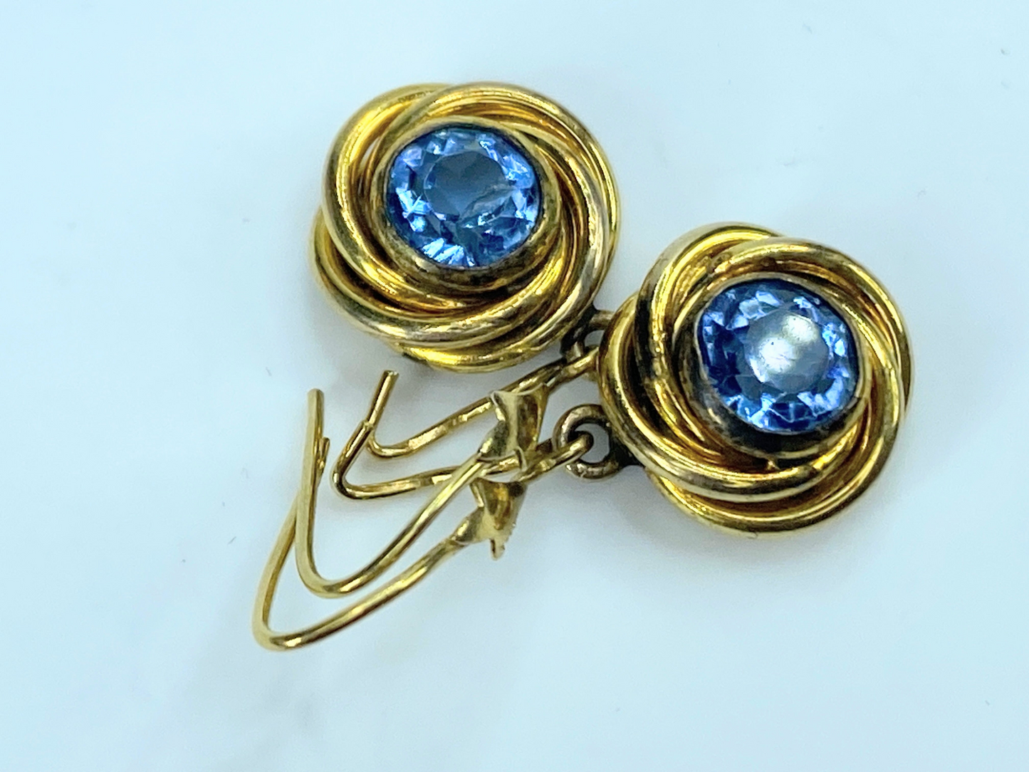 14k yellow gold round Swiss Topaz Swirl bezel earrings JR8985