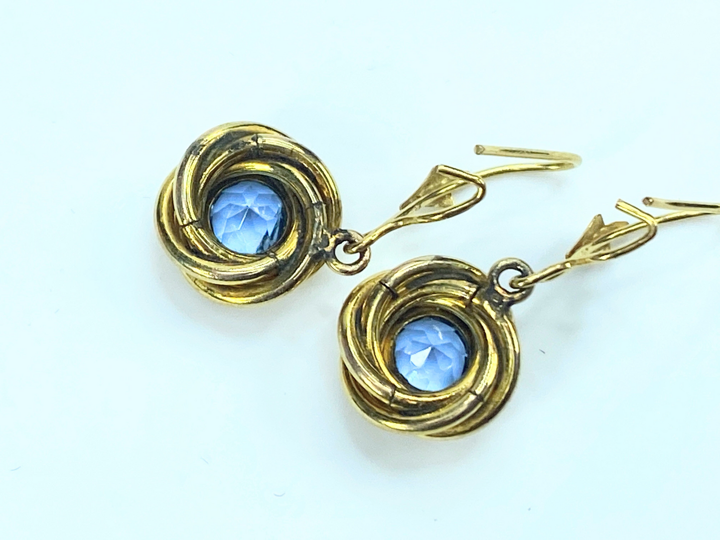 14k yellow gold round Swiss Topaz Swirl bezel earrings JR8985