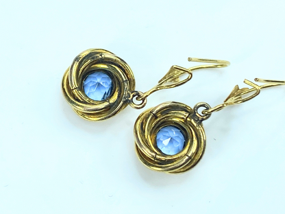 14k yellow gold round Swiss Topaz Swirl bezel earrings JR8985