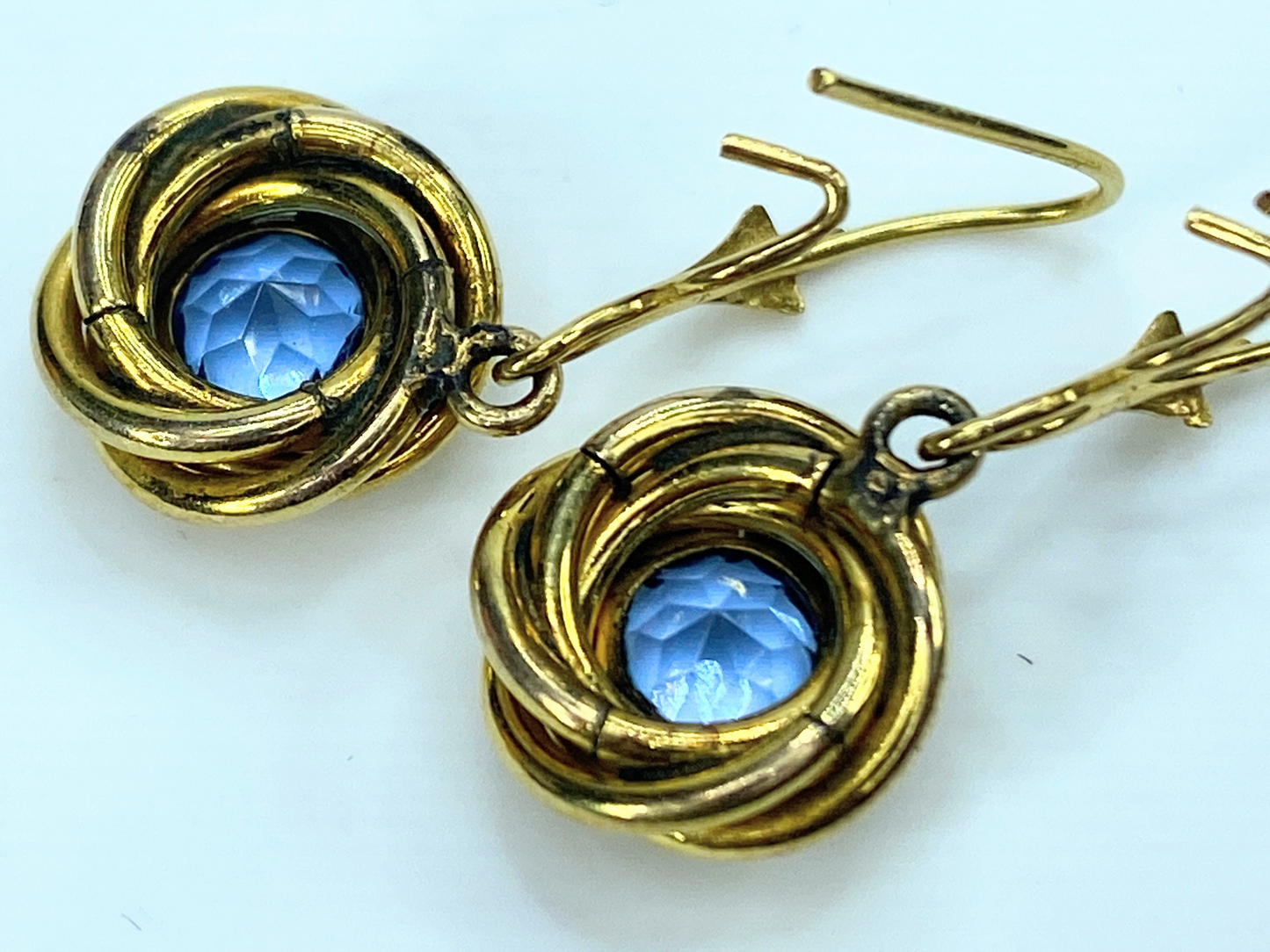 14k yellow gold round Swiss Topaz Swirl bezel earrings JR8985