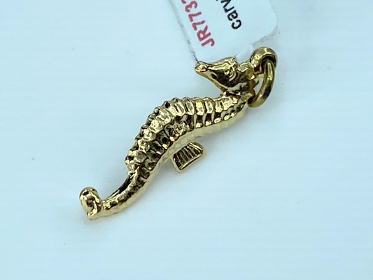 14K Yellow Gold Seahorse Charm Horsefish Nautical pendant JR9082