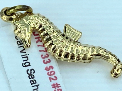 14K Yellow Gold Seahorse Charm Horsefish Nautical pendant JR9082