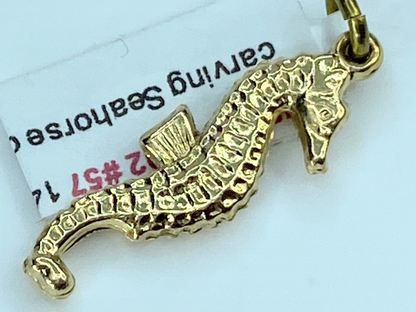 14K Yellow Gold Seahorse Charm Horsefish Nautical pendant JR9082