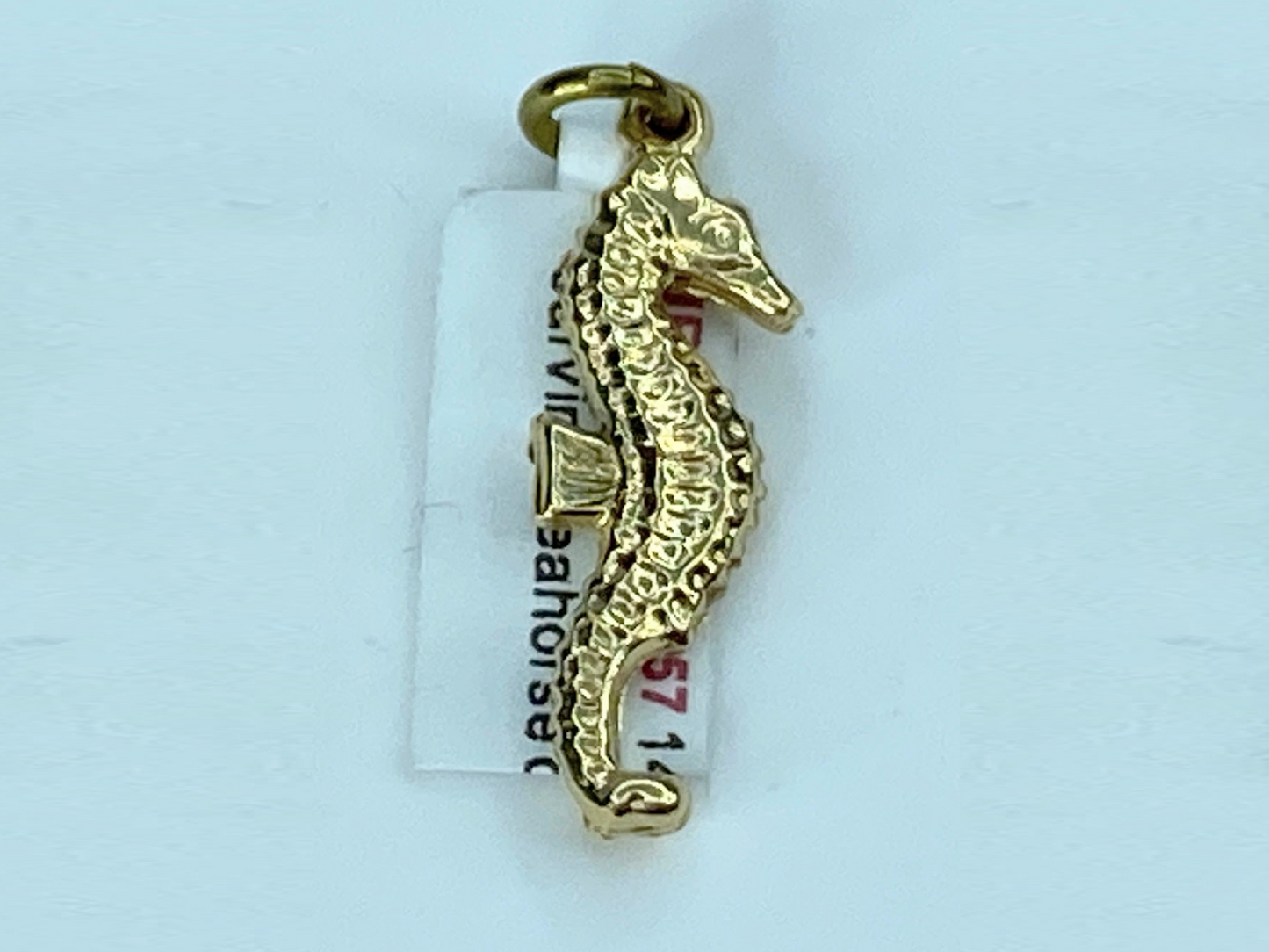 14K Yellow Gold Seahorse Charm Horsefish Nautical pendant JR9082