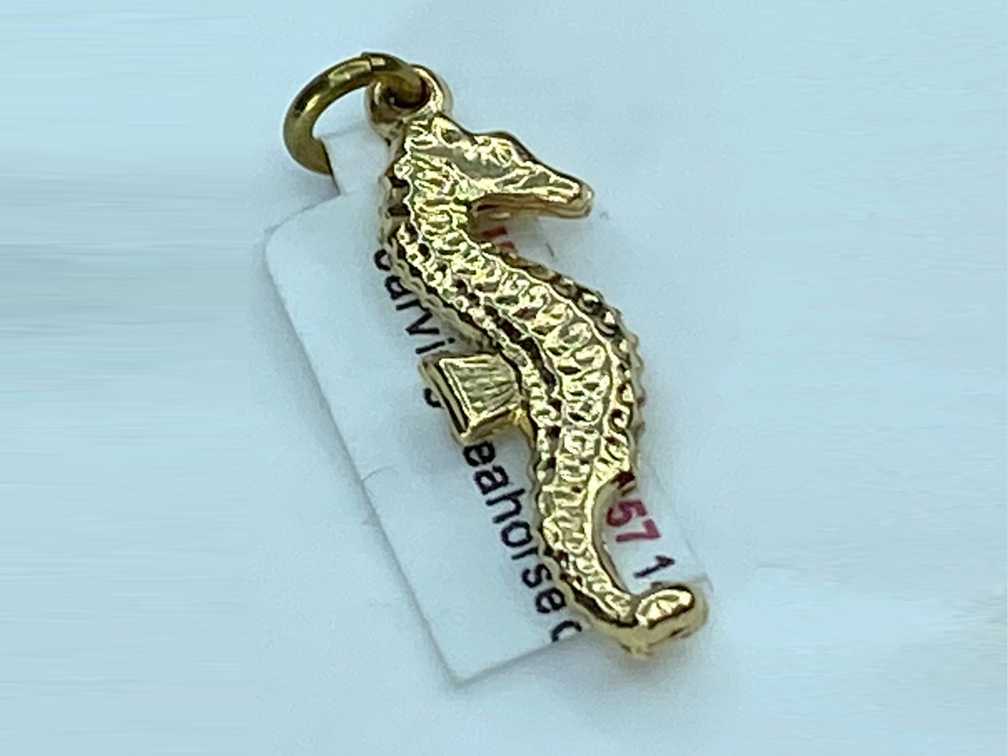 14K Yellow Gold Seahorse Charm Horsefish Nautical pendant JR9082