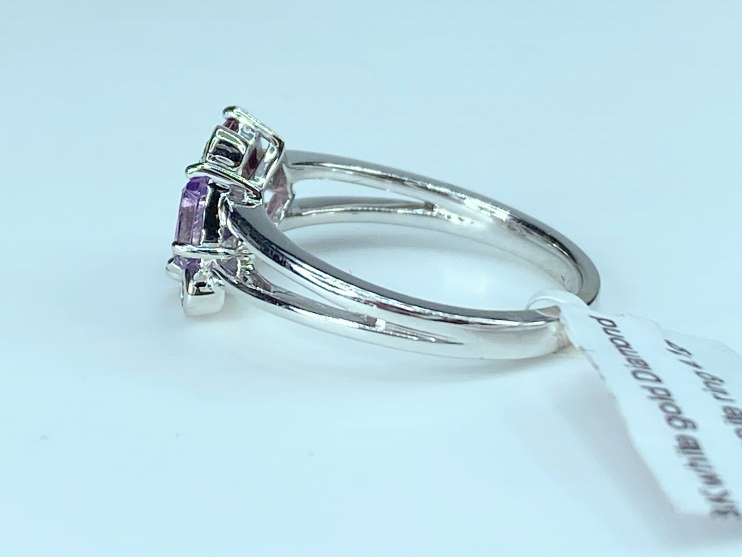 18 Karat Diamond Aquamarine Amethyst gemstone ring 4.1g s6 JR9072