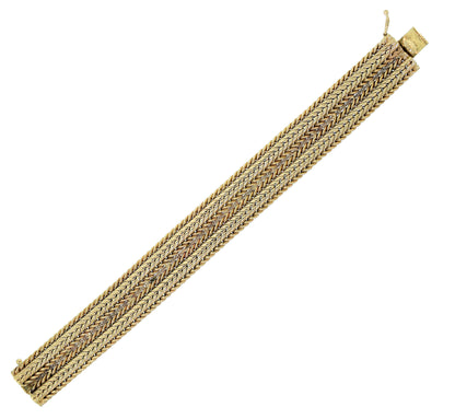 16.0mm Flexible Braided Multi-texture 14K sold gold bracelet