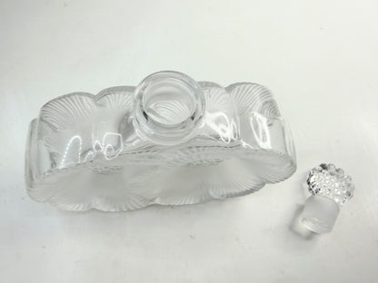 Vintage LALIQUE France Deux Fleurs Frosted Clear Crystal Perfume Bottle A857