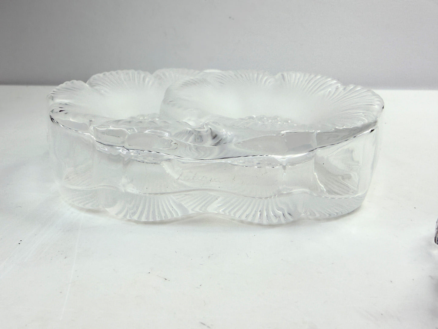 Vintage LALIQUE France Deux Fleurs Frosted Clear Crystal Perfume Bottle A857