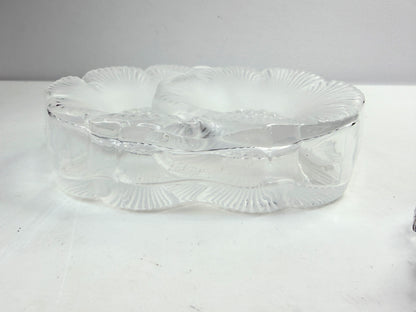 Vintage LALIQUE France Deux Fleurs Frosted Clear Crystal Perfume Bottle A857