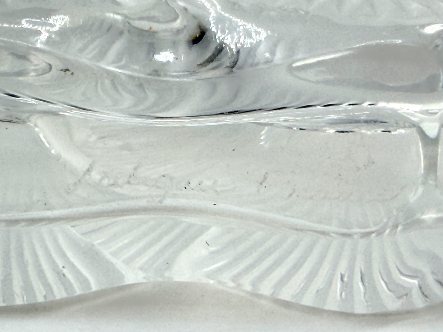 Vintage LALIQUE France Deux Fleurs Frosted Clear Crystal Perfume Bottle A857