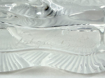 Vintage LALIQUE France Deux Fleurs Frosted Clear Crystal Perfume Bottle A857