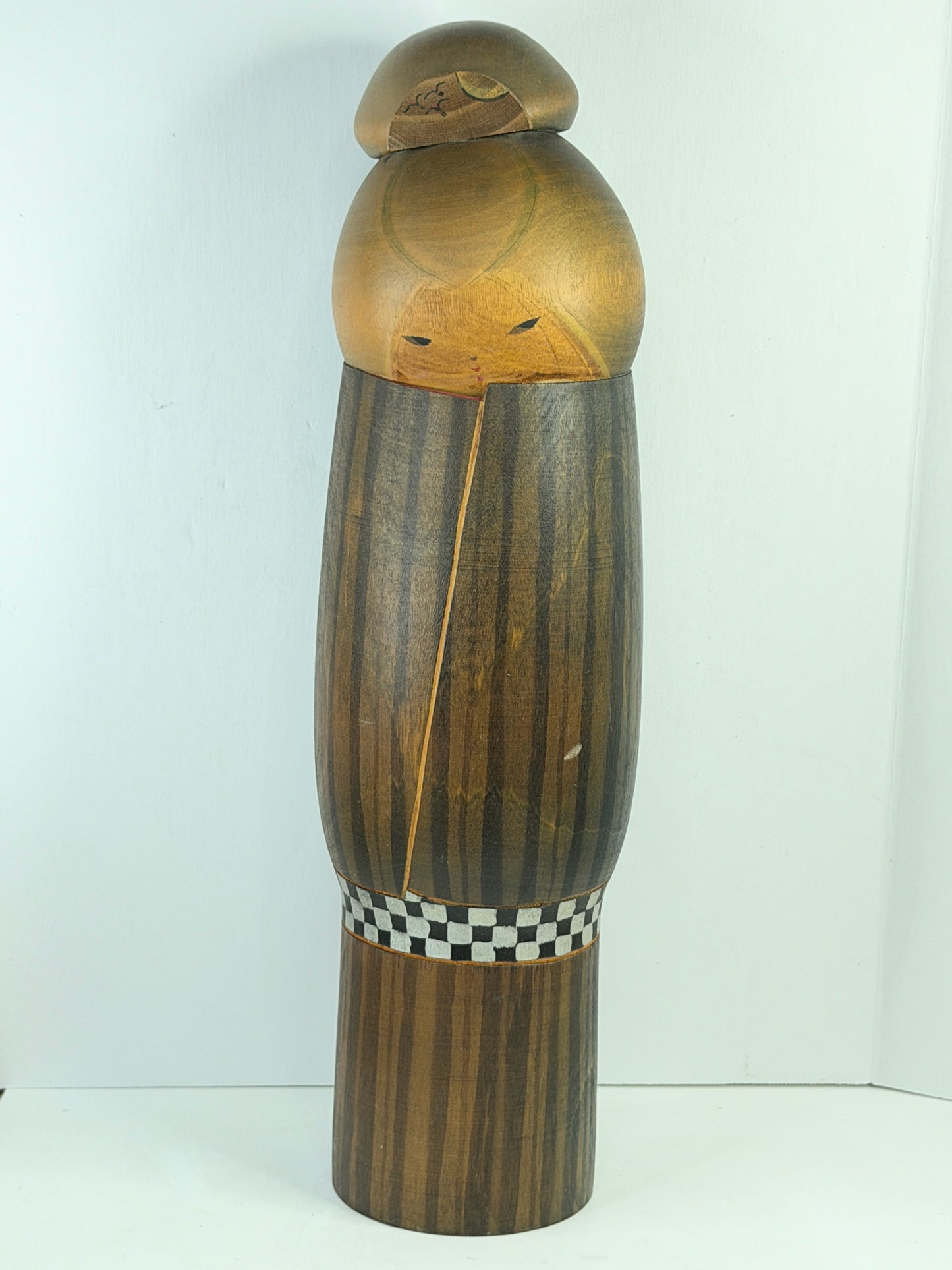 Vintage Japanese Kokeshi Wood Doll Signed Modernist Artisan 12" A858