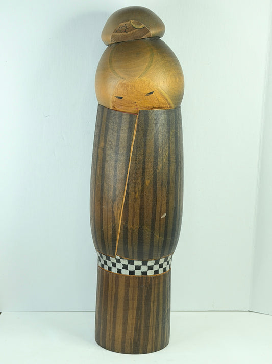 Vintage Japanese Kokeshi Wood Doll Signed Modernist Artisan 12" A858