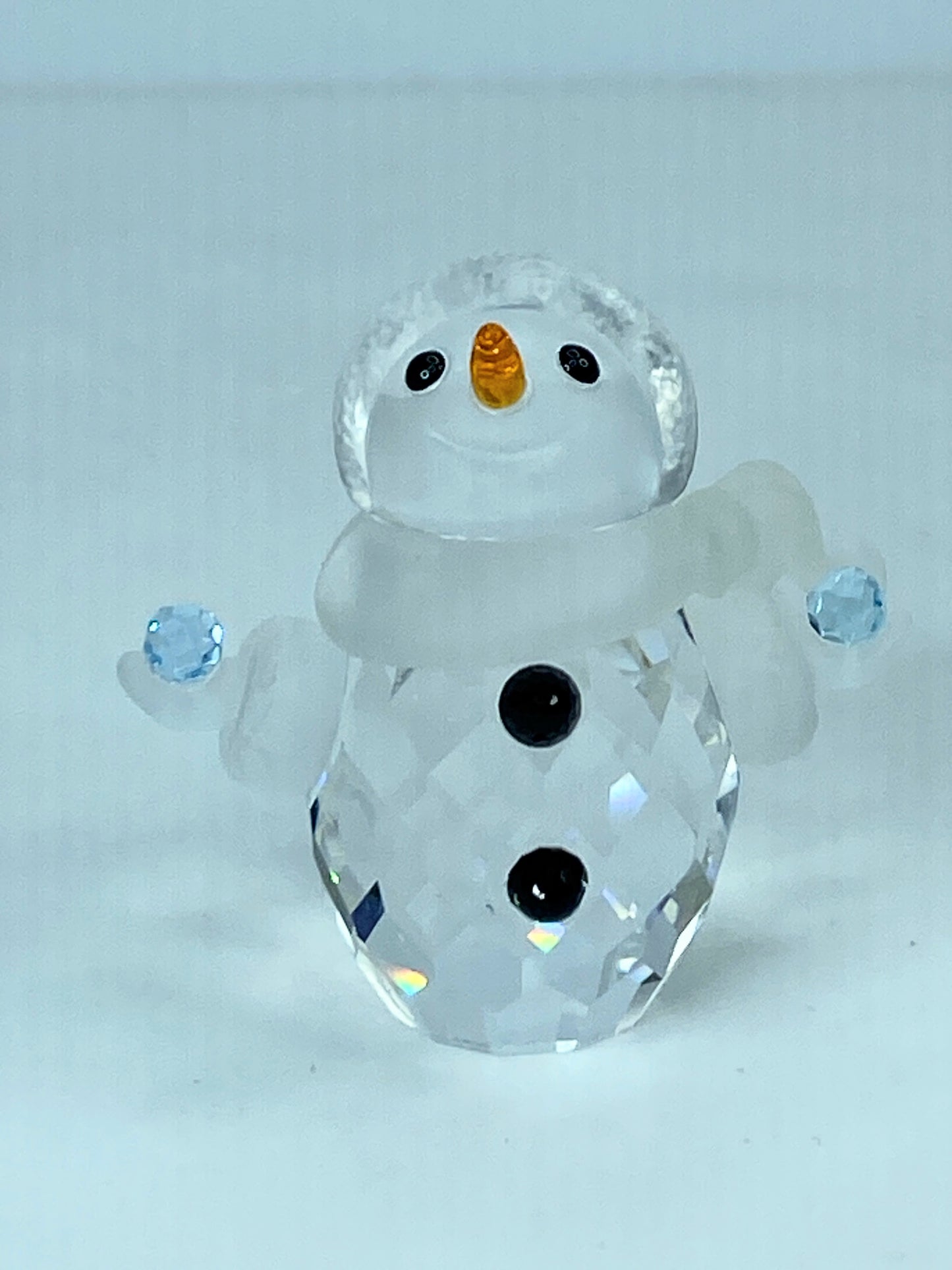 Swarovski Crystal Figurine Little Snowman holding Blue snowball in box S178