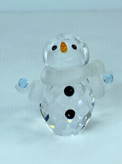Swarovski Crystal Figurine Little Snowman holding Blue snowball in box S178