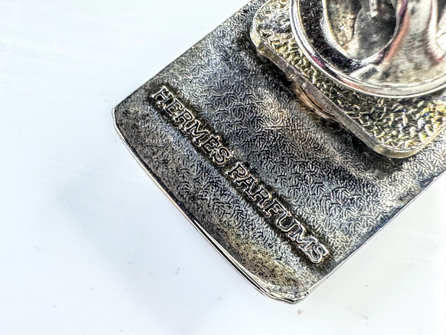 Vintage Hermès Metal Mini Perfume Bottle Charm brooch auth GS789