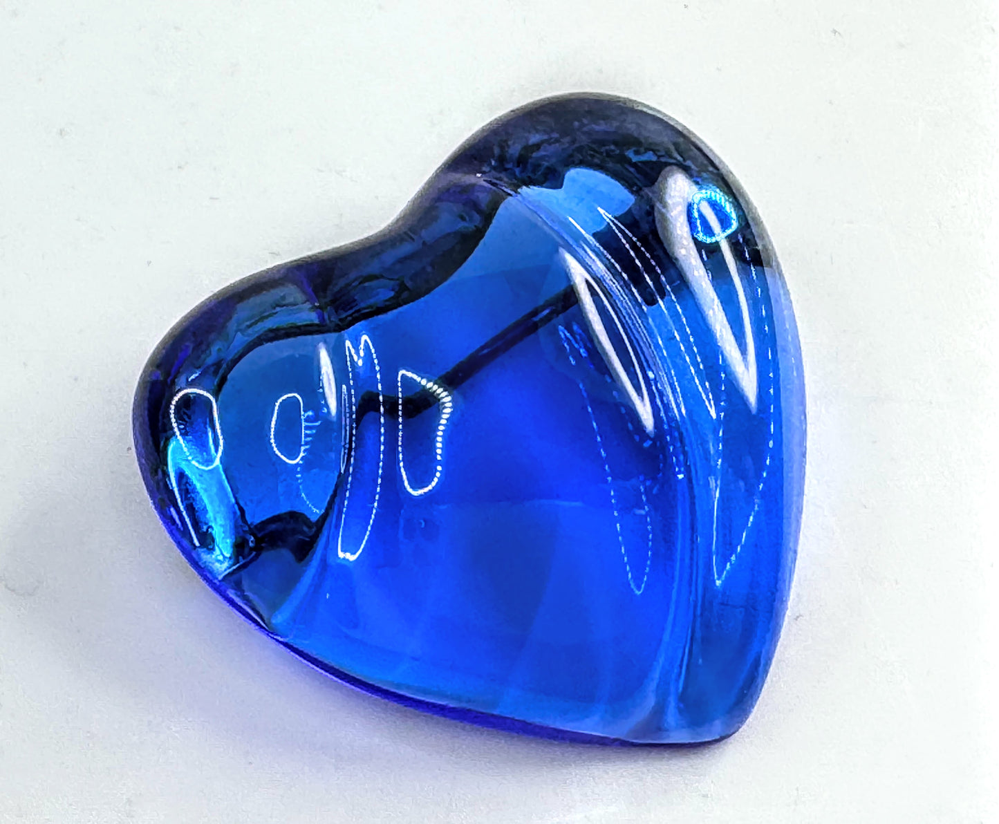 Vintage Baccarat Blue Crystal Heart Brooch France Glass Pin w Pouch GS791