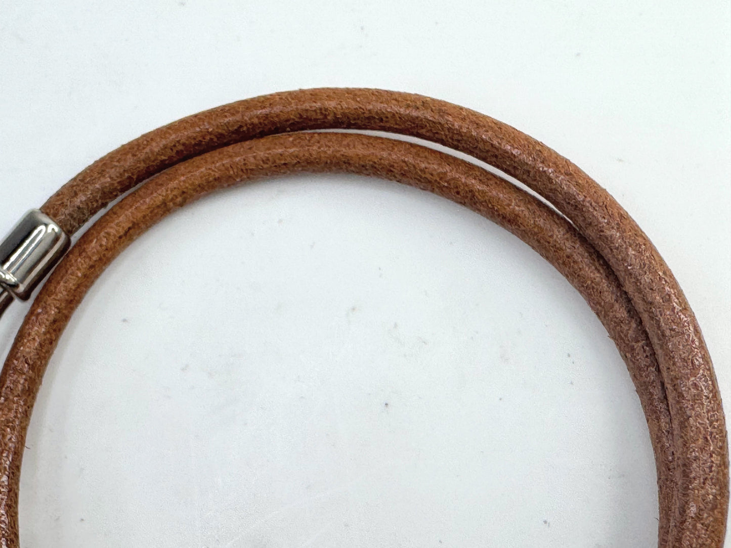 Vintage Hermès Double Tour Leather Jumbo Hook Bracelet palladium-plated  GS793
