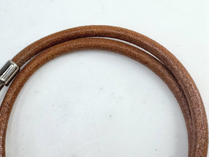 Vintage Hermès Double Tour Leather Jumbo Hook Bracelet palladium-plated  GS793
