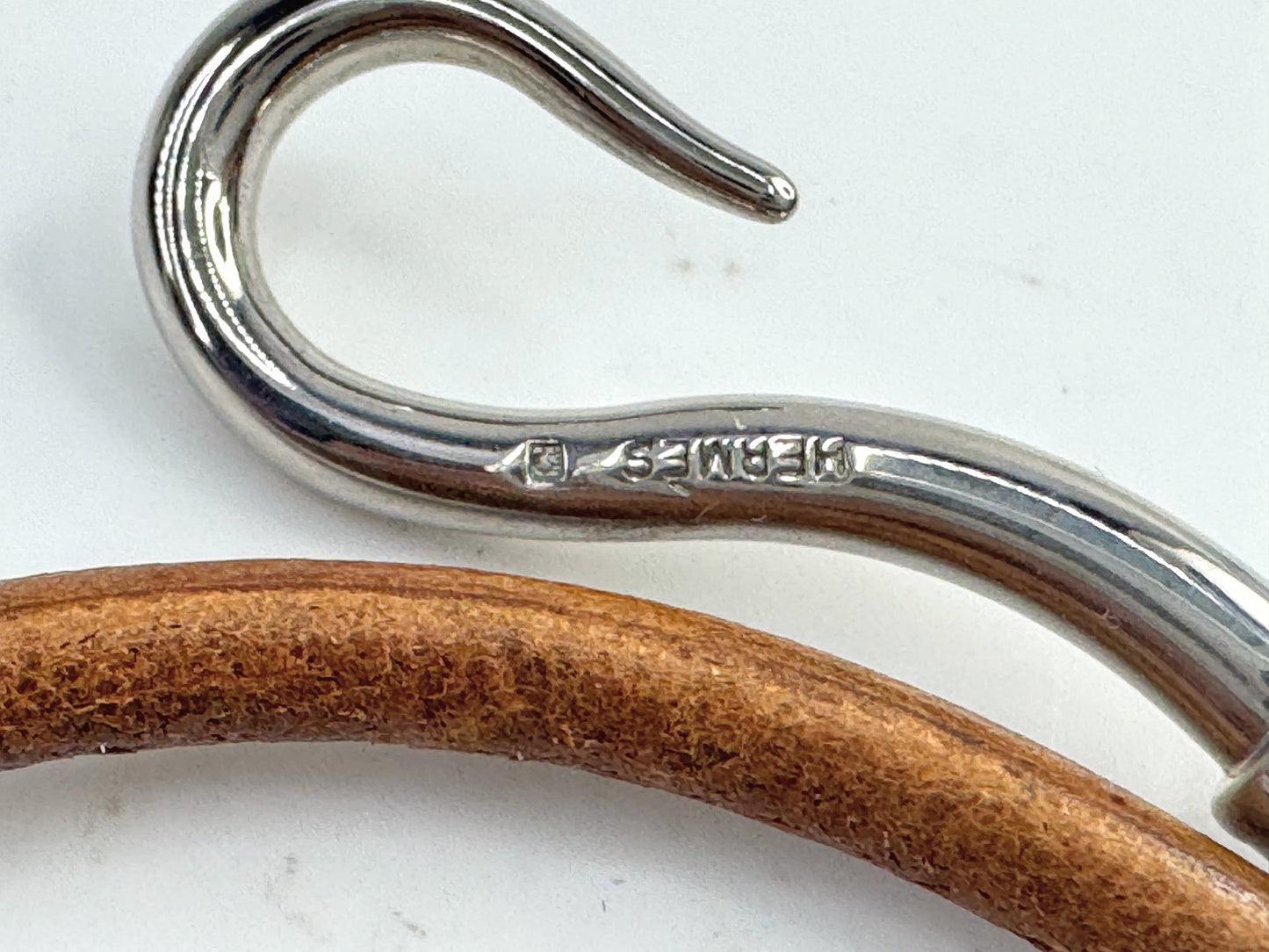 Vintage Hermès Double Tour Leather Jumbo Hook Bracelet palladium-plated  GS793