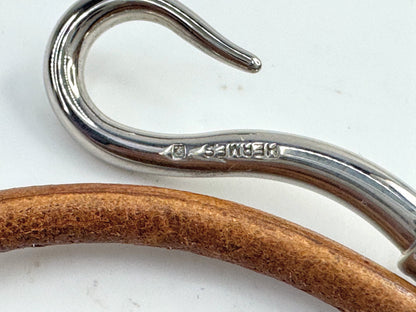 Vintage Hermès Double Tour Leather Jumbo Hook Bracelet palladium-plated  GS793