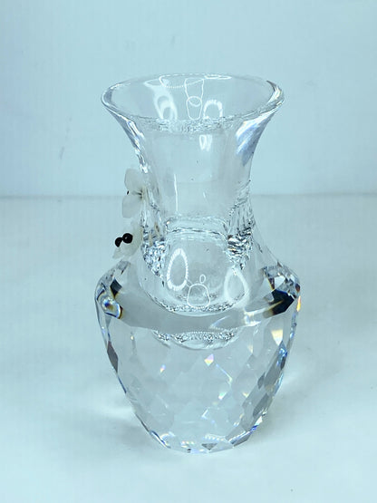 Swarovski Crystal Vase Frosted Flowers #7511 Figurine Austria w/Box-Retired S182