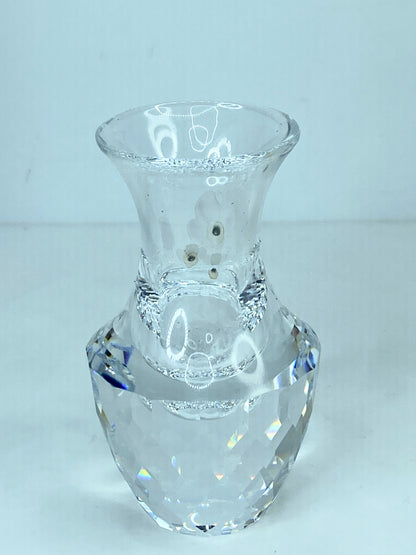 Swarovski Crystal Vase Frosted Flowers #7511 Figurine Austria w/Box-Retired S182