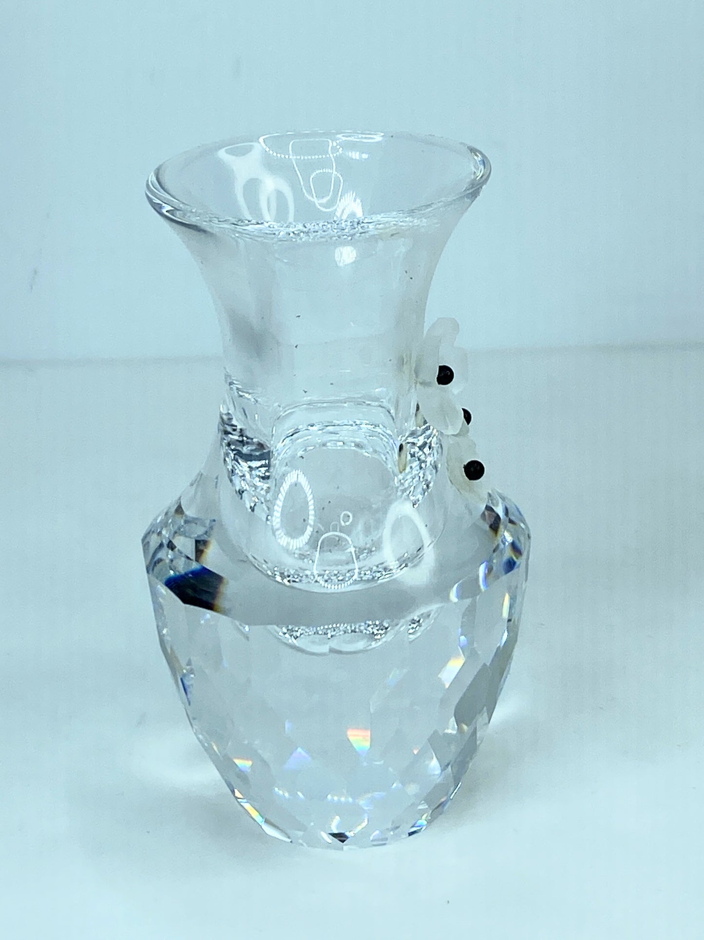 Swarovski Crystal Vase Frosted Flowers #7511 Figurine Austria w/Box-Retired S182