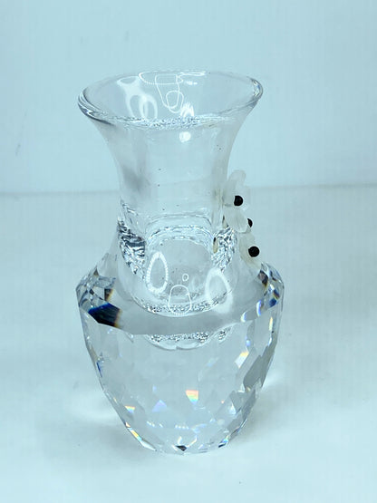 Swarovski Crystal Vase Frosted Flowers #7511 Figurine Austria w/Box-Retired S182