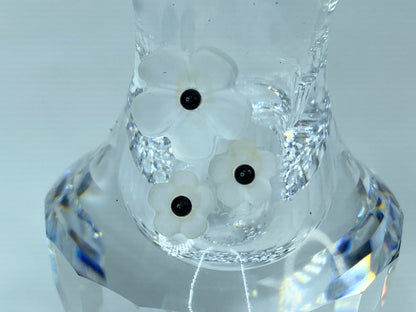 Swarovski Crystal Vase Frosted Flowers #7511 Figurine Austria w/Box-Retired S182