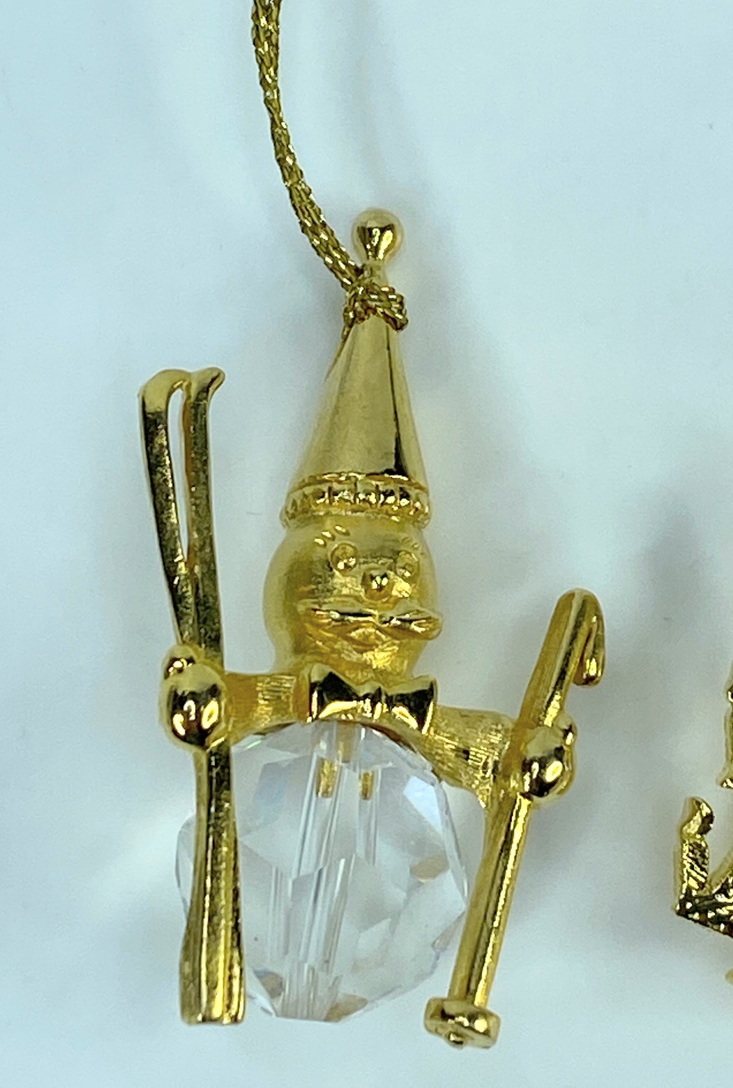 This Swarovski Strass lead crystal gold-plated ornament, set of three, mint S161