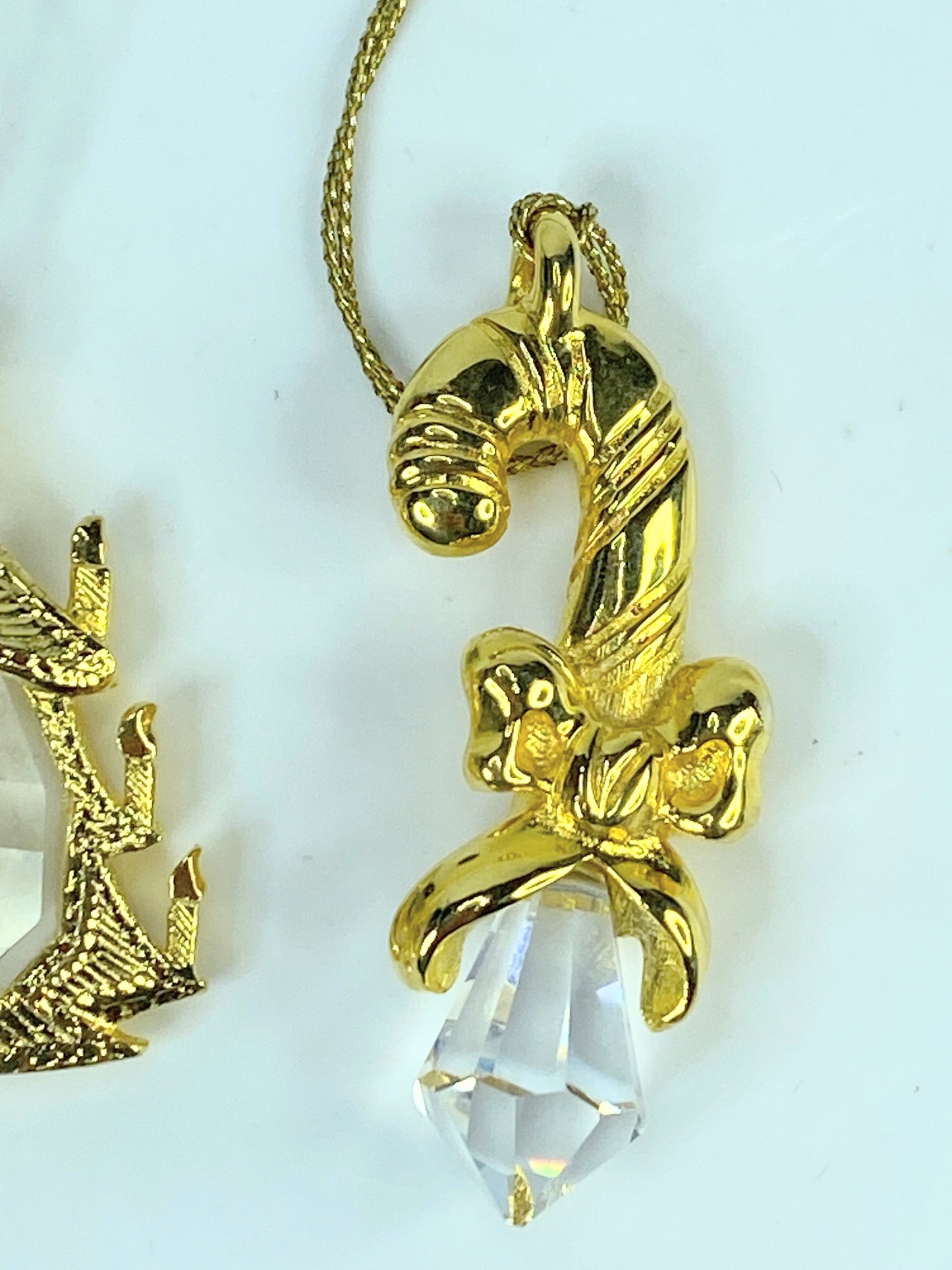 This Swarovski Strass lead crystal gold-plated ornament, set of three, mint S161