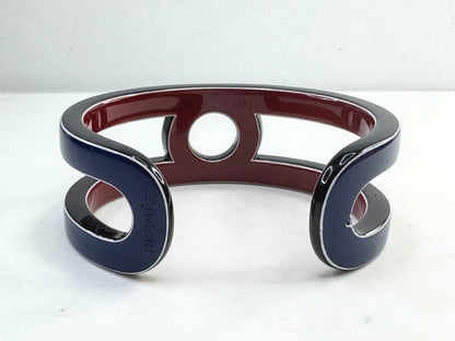 Vintage Authentic Hermès Enamel Bangle Bracelet Variation Vernis Navy Red GS796