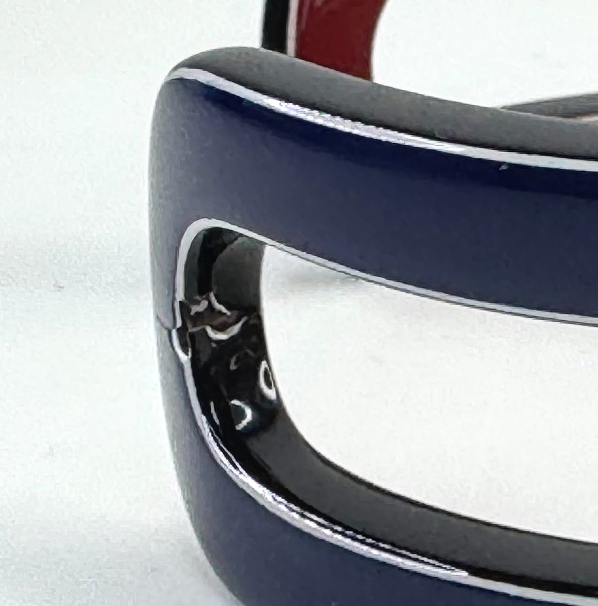 Vintage Authentic Hermès Enamel Bangle Bracelet Variation Vernis Navy Red GS796