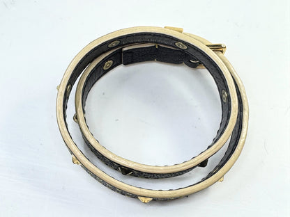 Vintage Louis Vuitton Leather Stud Wrap Bracelet Gold Hardware with box GS798