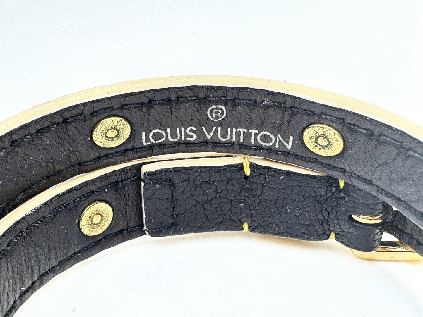 Vintage Louis Vuitton Leather Stud Wrap Bracelet Gold Hardware with box GS798