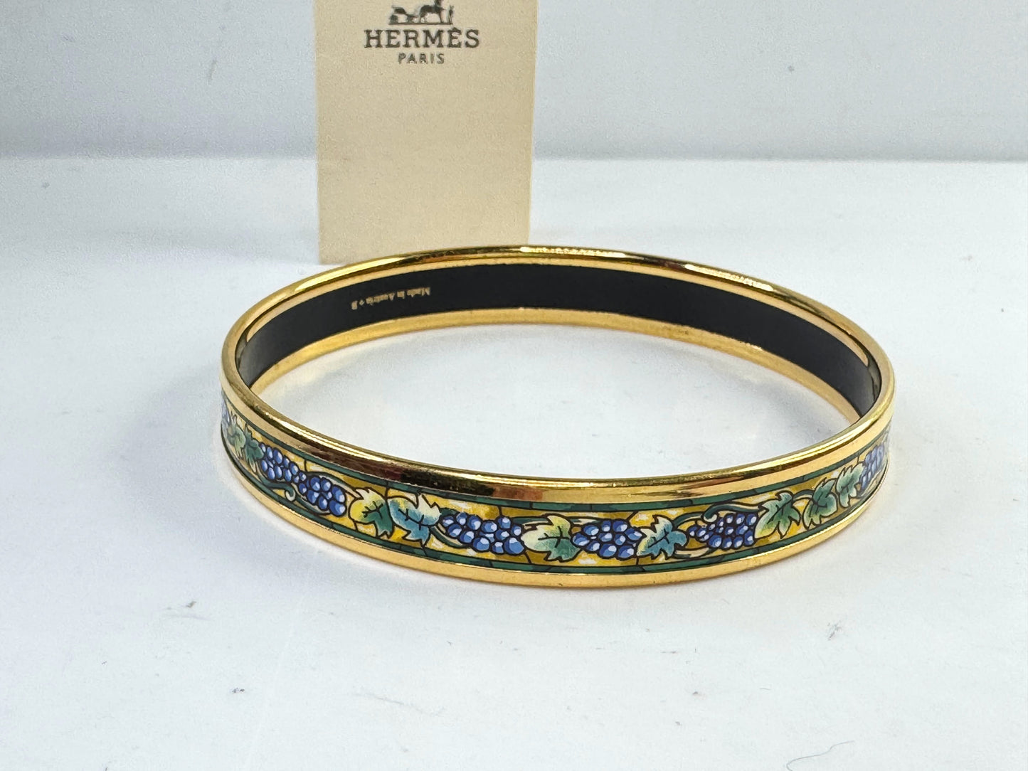 Vintage Hermès Email PM Cloisonné Bracelet Golden Metal Gold-plated 8" GS799