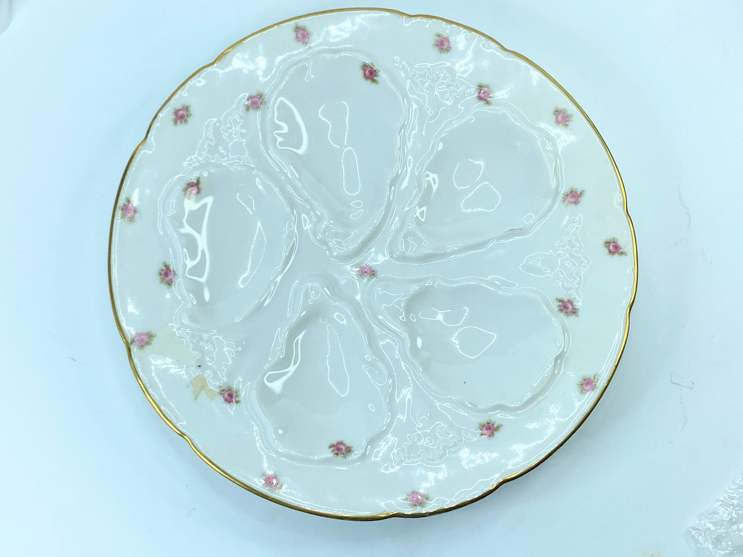 GDA Haviland Limoges 5 Well Hand Painted Porcelain Rosebud Flowers & Gold A430