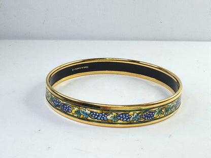 Vintage Hermès Email PM Cloisonné Bracelet Golden Metal Gold-plated 8" GS799