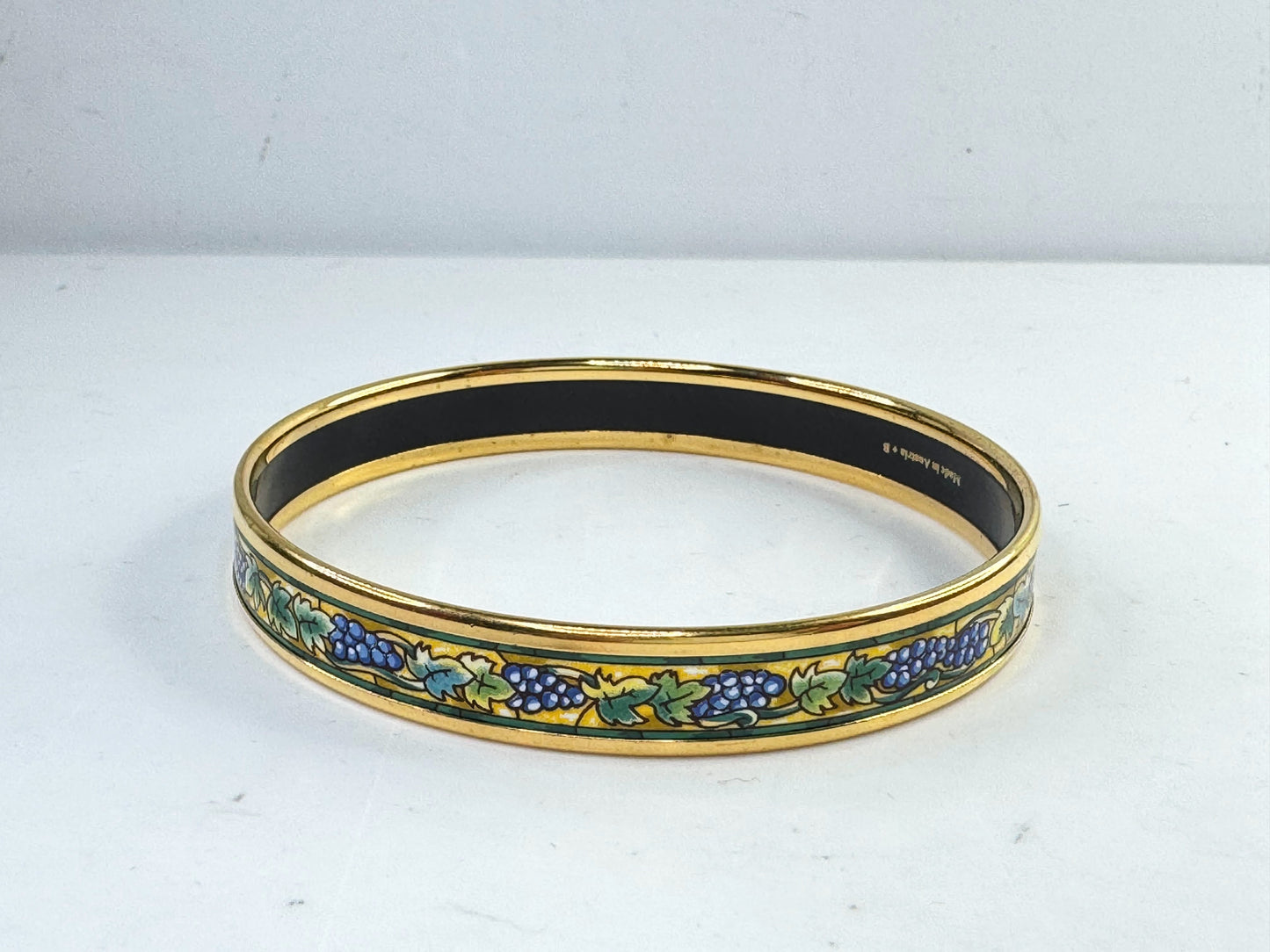 Vintage Hermès Email PM Cloisonné Bracelet Golden Metal Gold-plated 8" GS799