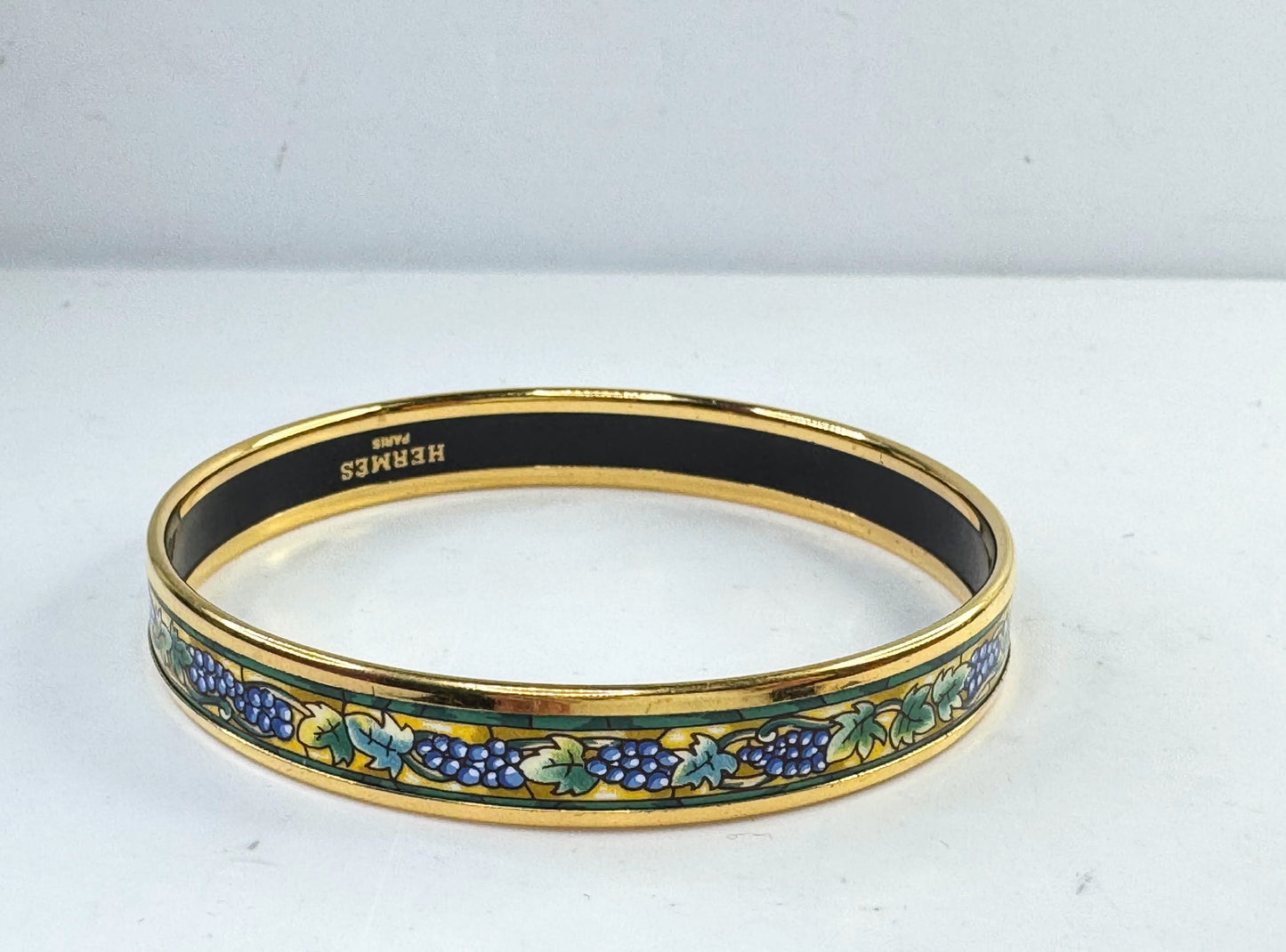 Vintage Hermès Email PM Cloisonné Bracelet Golden Metal Gold-plated 8" GS799